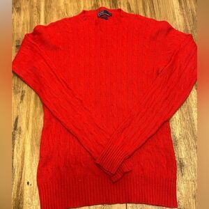 Polo Ralph Lauren 100% Cashmere Sweater Iconic Cable Knit Women's 40 Red